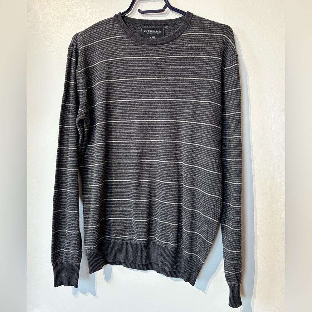 🎉4/30$🎉 O'Neill Men's Black Striped Crewneck Sweater – Small ⚫